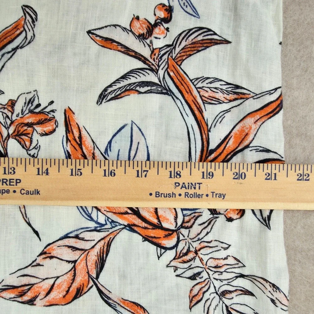 Tahari 100% Linen Tropical Floral Mini Dress Sz M Beach Boho Print Ruffle‎ Shift